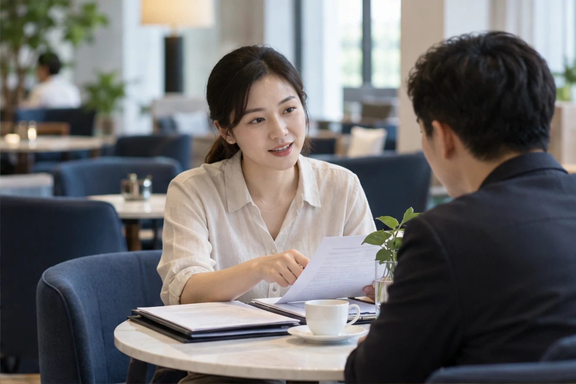 核对注册公司资料与办理事项的服务场景示意