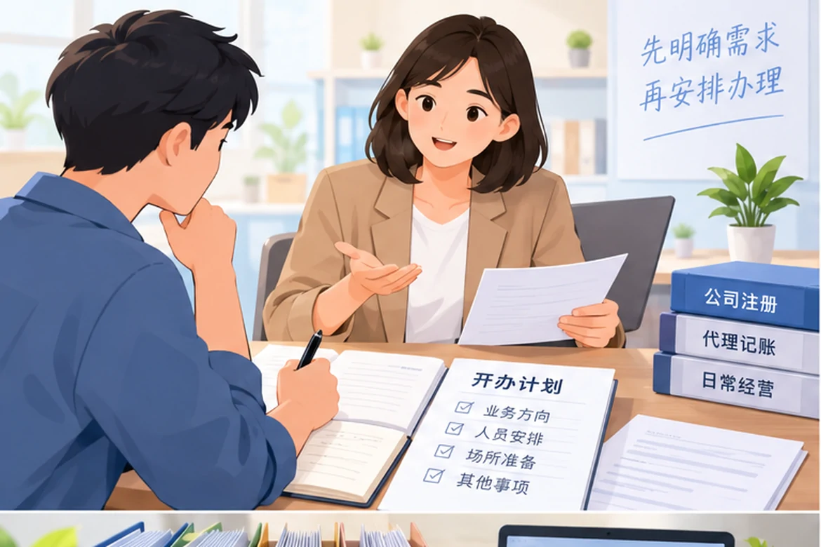 创业者一起整理开办计划的服务场景示意