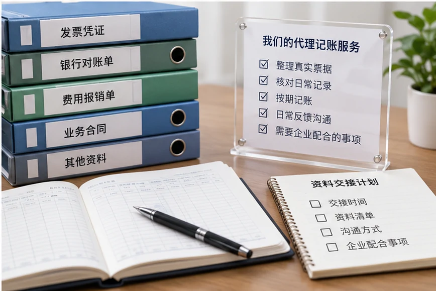 整理企业票据与日常账务资料的服务场景示意