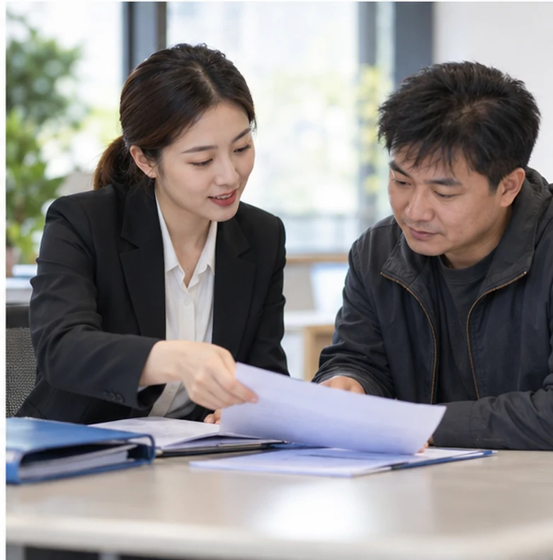 核对注册公司资料与办理事项的服务场景示意