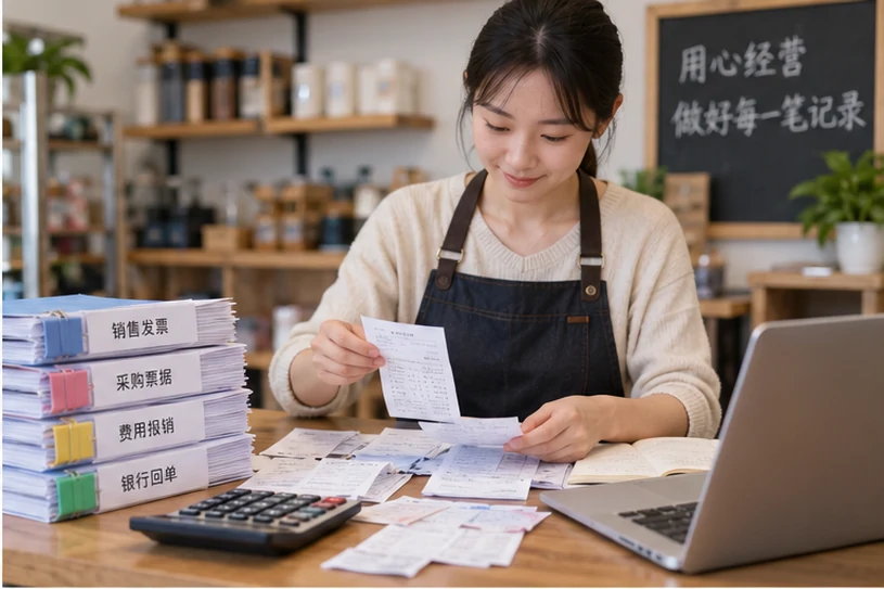 整理企业票据与日常账务资料的服务场景示意
