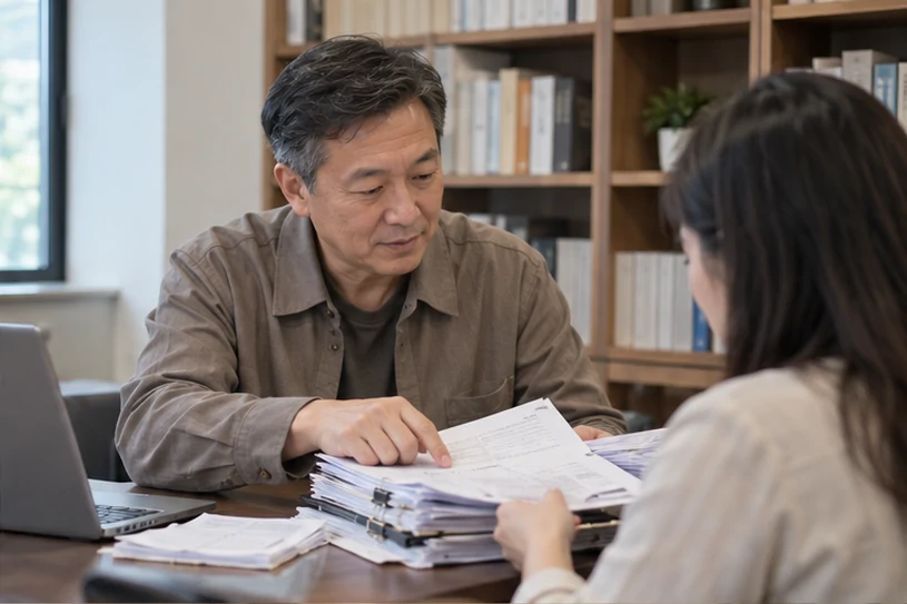 整理企业票据与日常账务资料的服务场景示意