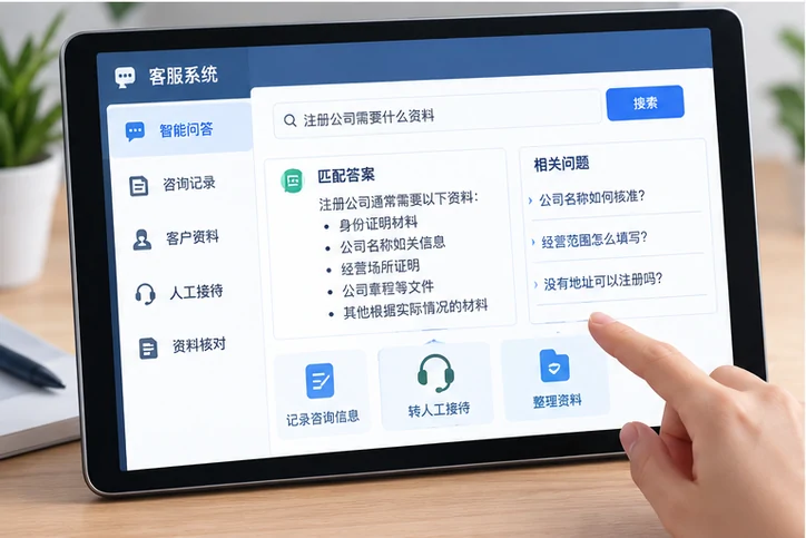 在线客服接待与咨询整理的服务场景示意