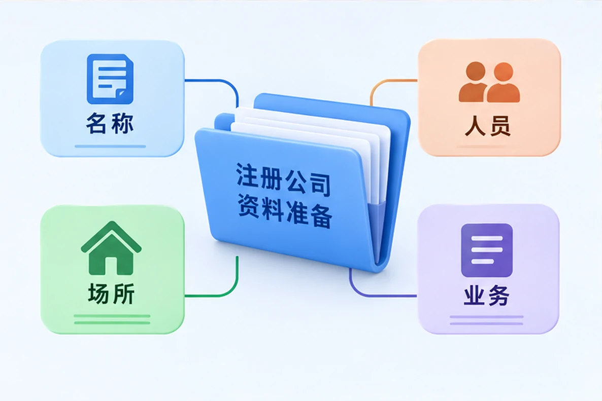 核对注册公司资料与办理事项的服务场景示意