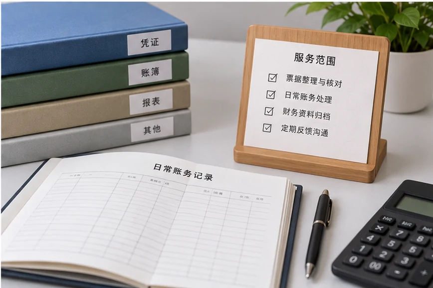 整理企业票据与日常账务资料的服务场景示意