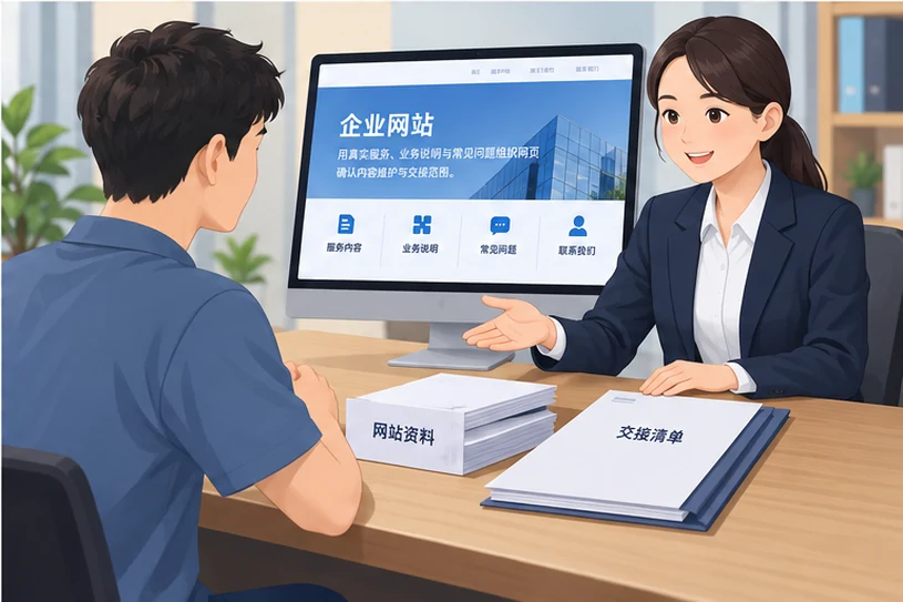 企业网站展示业务与服务信息的场景示意