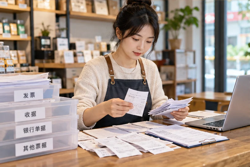 整理企业票据与日常账务资料的服务场景示意