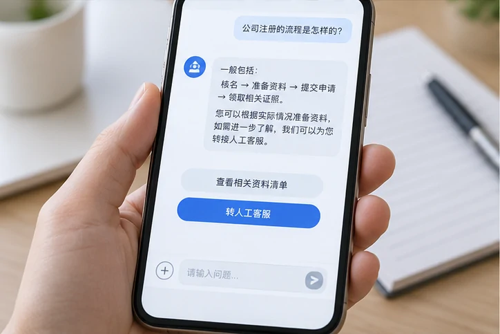 在线客服接待与咨询整理的服务场景示意