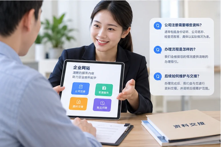 企业网站展示业务与服务信息的场景示意