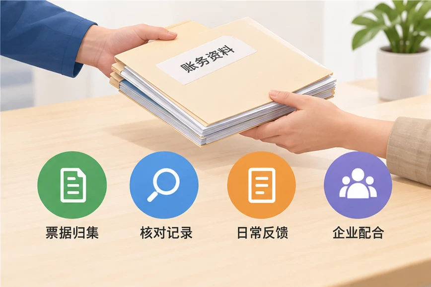 整理企业票据与日常账务资料的服务场景示意