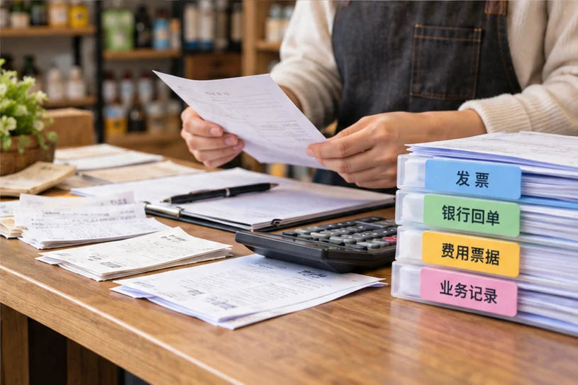 整理企业票据与日常账务资料的服务场景示意