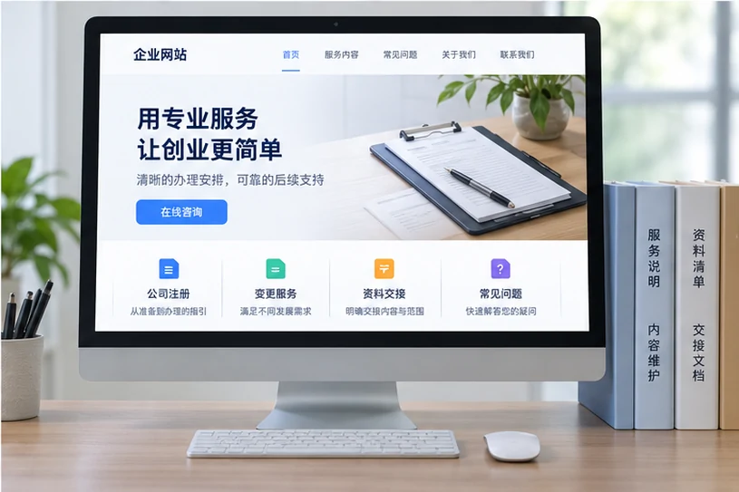 企业网站展示业务与服务信息的场景示意