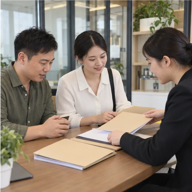 核对注册公司资料与办理事项的服务场景示意