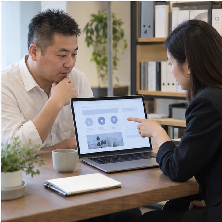 企业网站展示业务与服务信息的场景示意