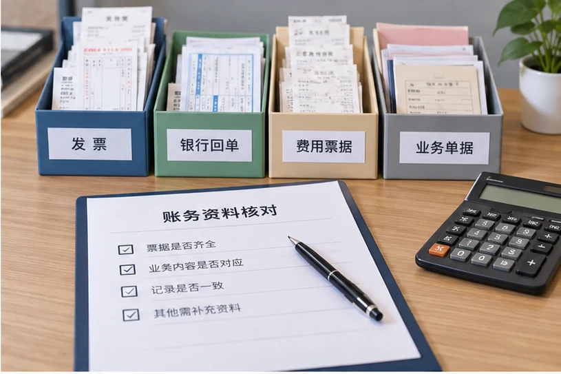 整理企业票据与日常账务资料的服务场景示意