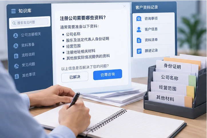 在线客服接待与咨询整理的服务场景示意