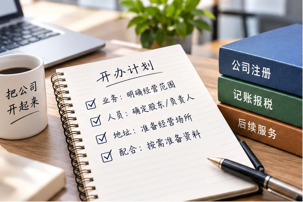 创业者一起整理开办计划的服务场景示意