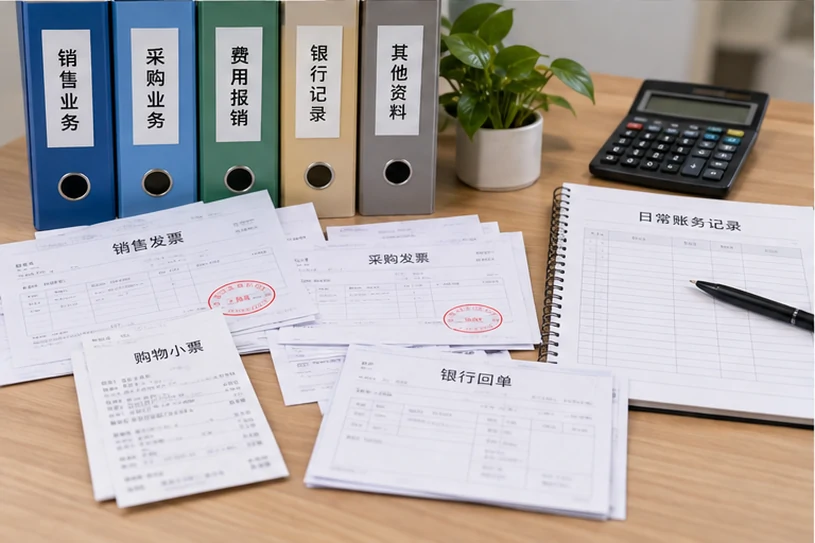整理企业票据与日常账务资料的服务场景示意