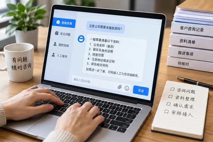在线客服接待与咨询整理的服务场景示意