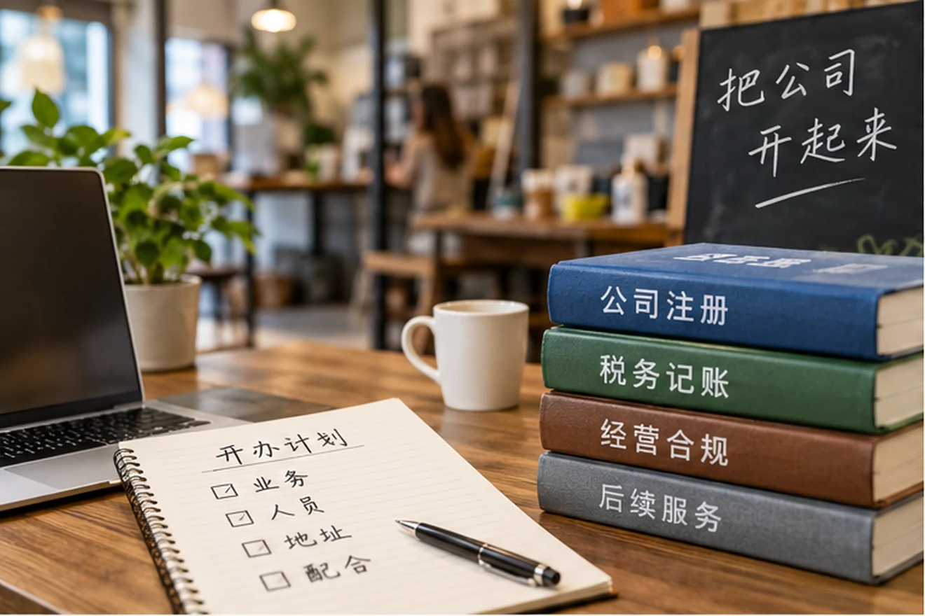 创业者一起整理开办计划的服务场景示意