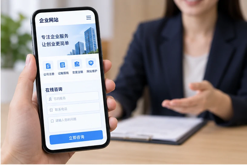 企业网站展示业务与服务信息的场景示意