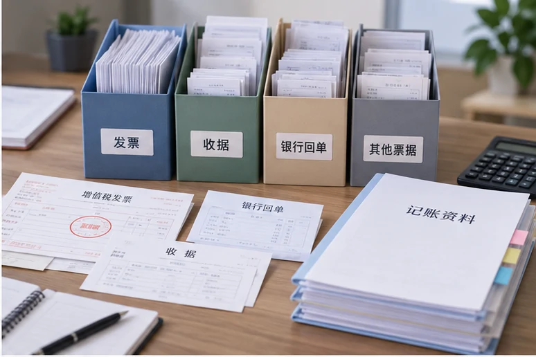 整理企业票据与日常账务资料的服务场景示意