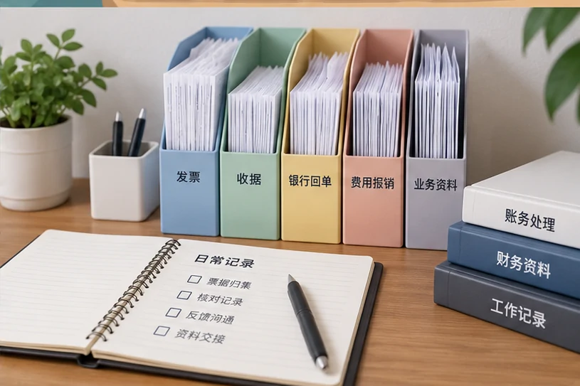 整理企业票据与日常账务资料的服务场景示意