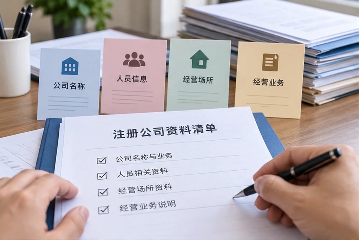 核对注册公司资料与办理事项的服务场景示意