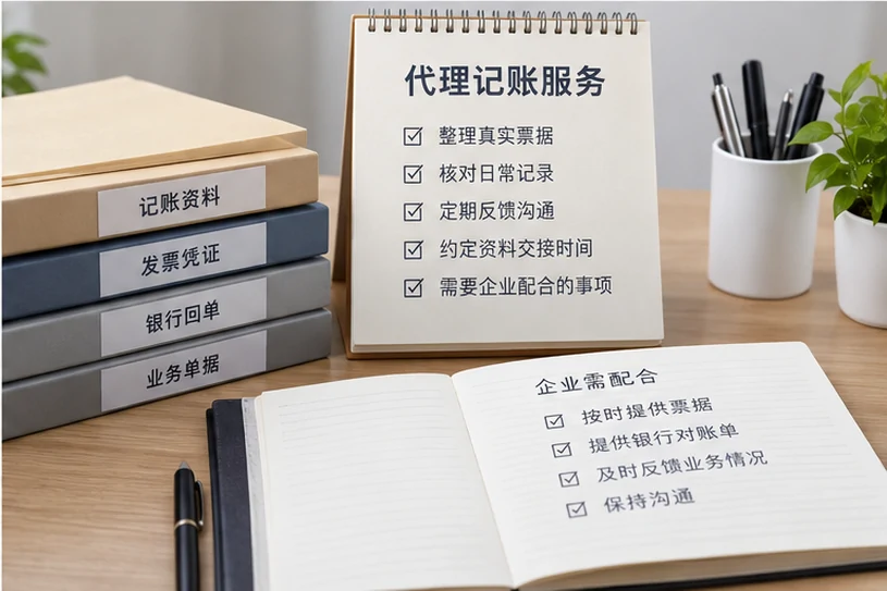 整理企业票据与日常账务资料的服务场景示意