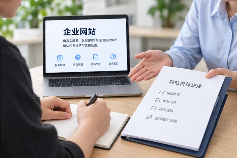 企业网站展示业务与服务信息的场景示意