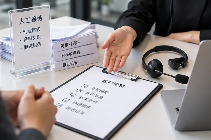 在线客服接待与咨询整理的服务场景示意