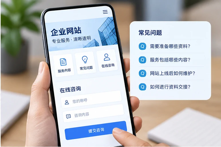 企业网站展示业务与服务信息的场景示意