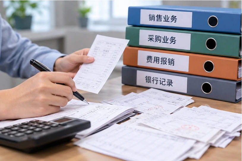 整理企业票据与日常账务资料的服务场景示意