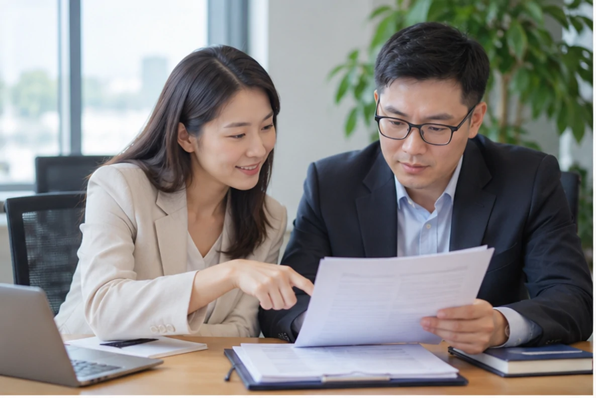 核对注册公司资料与办理事项的服务场景示意