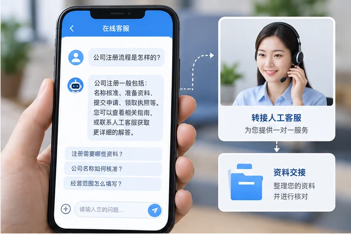 在线客服接待与咨询整理的服务场景示意