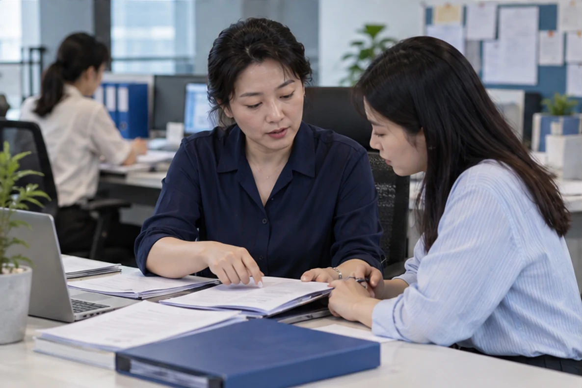 核对注册公司资料与办理事项的服务场景示意
