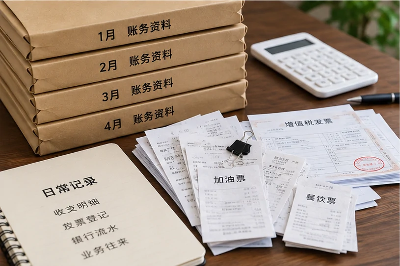 整理企业票据与日常账务资料的服务场景示意