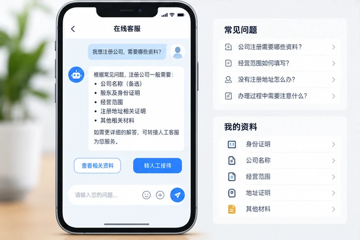 在线客服接待与咨询整理的服务场景示意