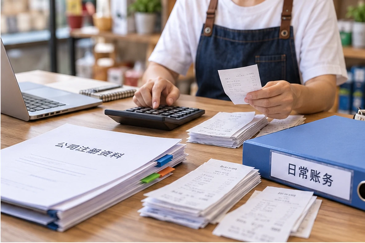 核对注册公司资料与办理事项的服务场景示意