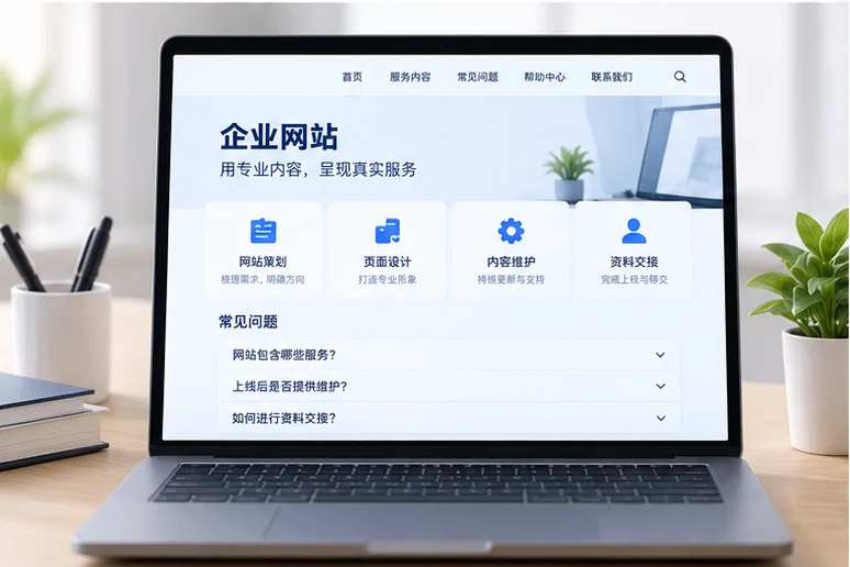 企业网站展示业务与服务信息的场景示意