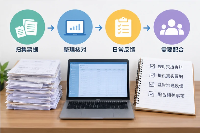 整理企业票据与日常账务资料的服务场景示意