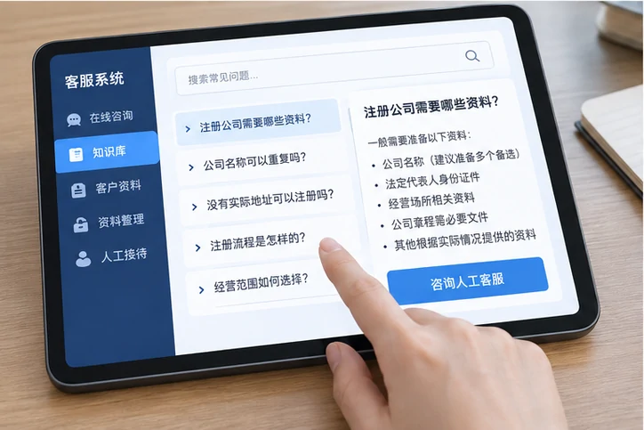 在线客服接待与咨询整理的服务场景示意