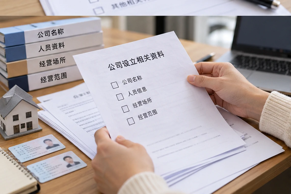 核对注册公司资料与办理事项的服务场景示意