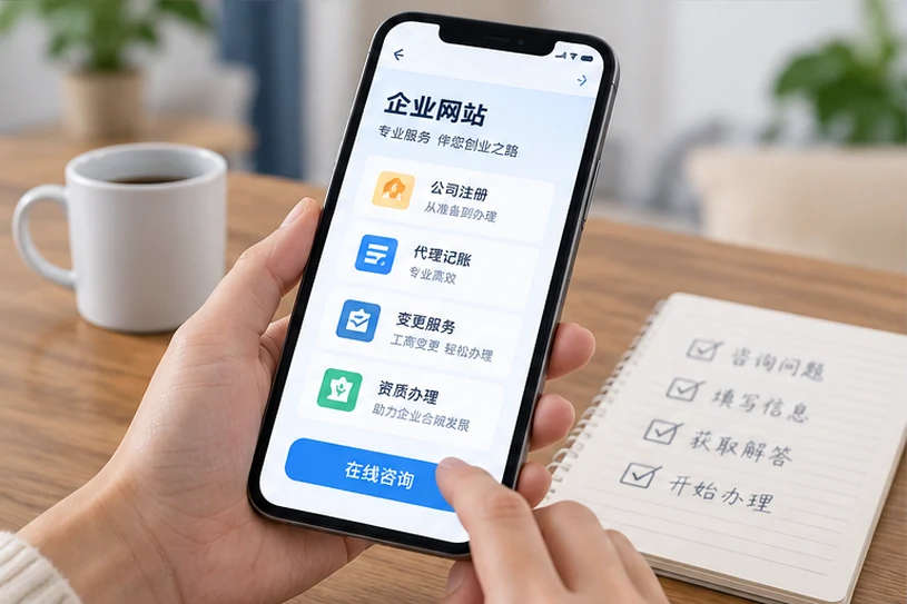 企业网站展示业务与服务信息的场景示意
