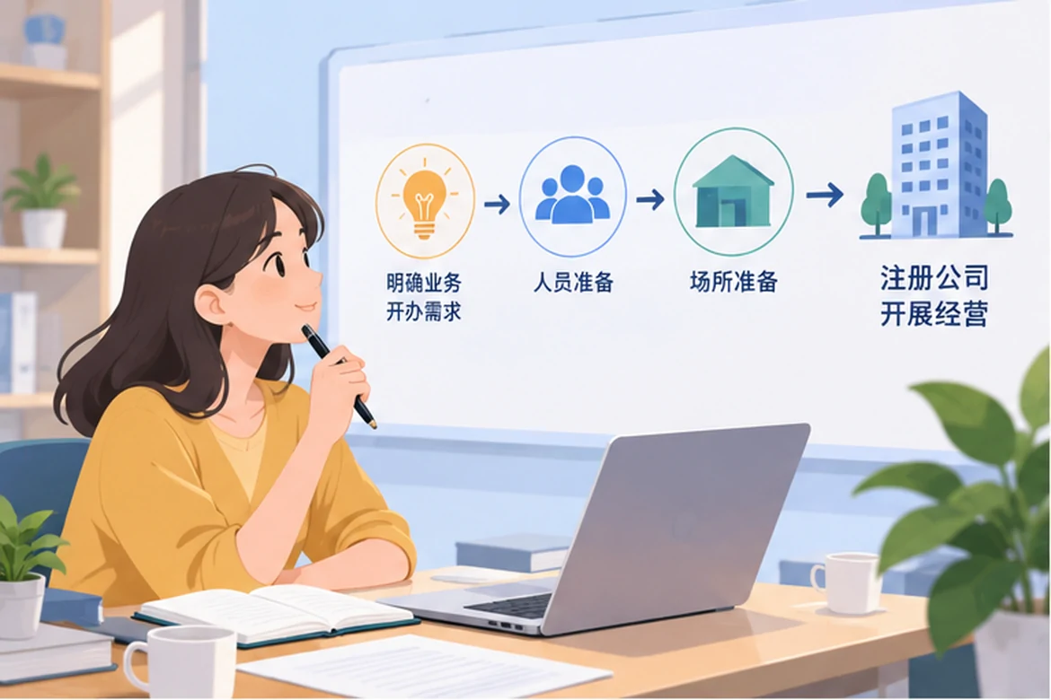 创业者一起整理开办计划的服务场景示意
