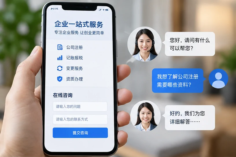 企业网站展示业务与服务信息的场景示意