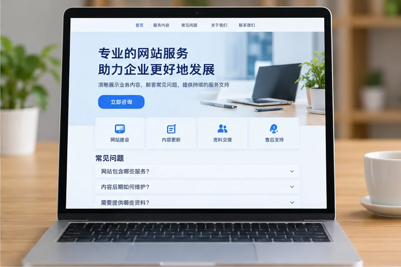 企业网站展示业务与服务信息的场景示意