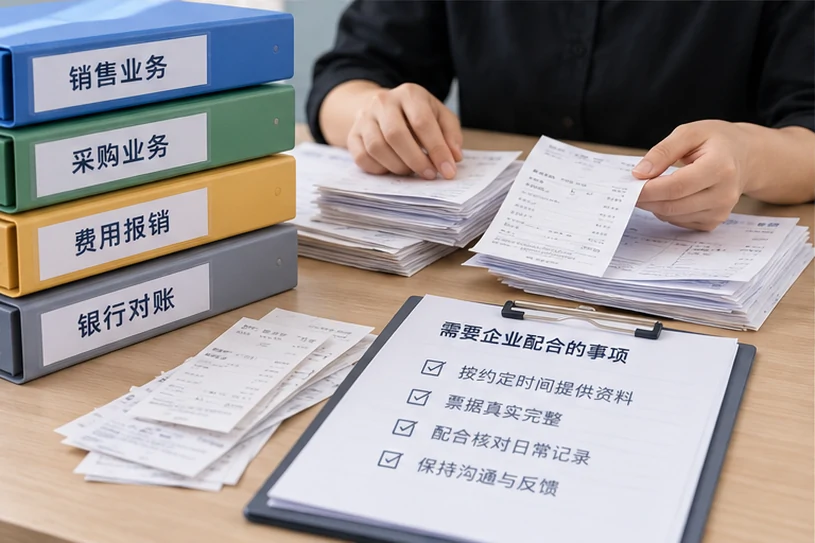 整理企业票据与日常账务资料的服务场景示意