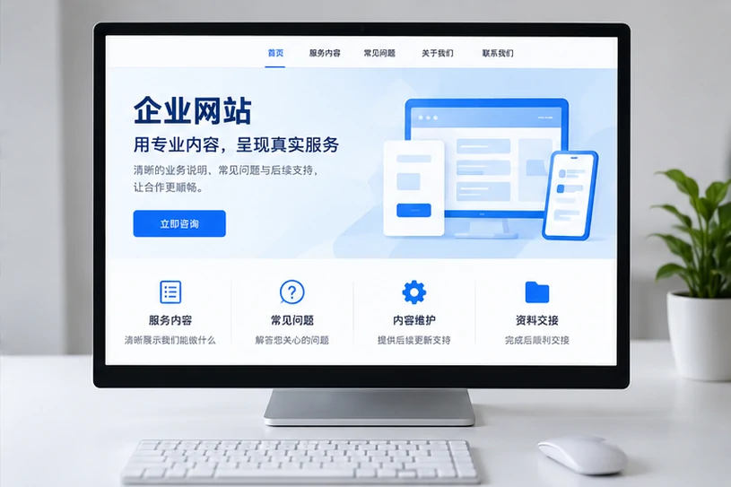 企业网站展示业务与服务信息的场景示意
