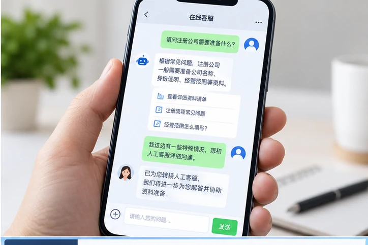 在线客服接待与咨询整理的服务场景示意